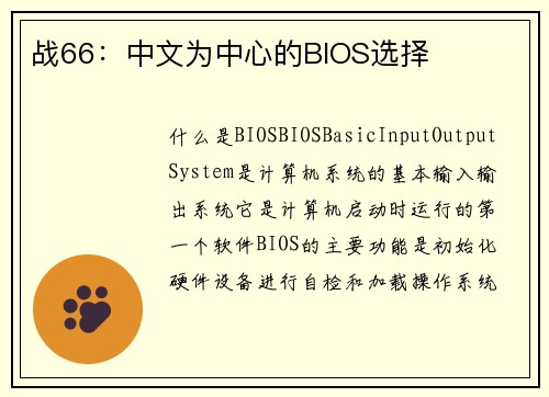 战66：中文为中心的BIOS选择